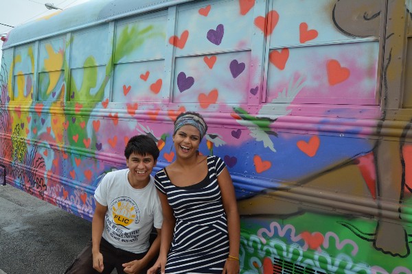Ruth Moreno and a volunteer with the Florida Immigrant Coalition. CREDIT: Kira Lerner
