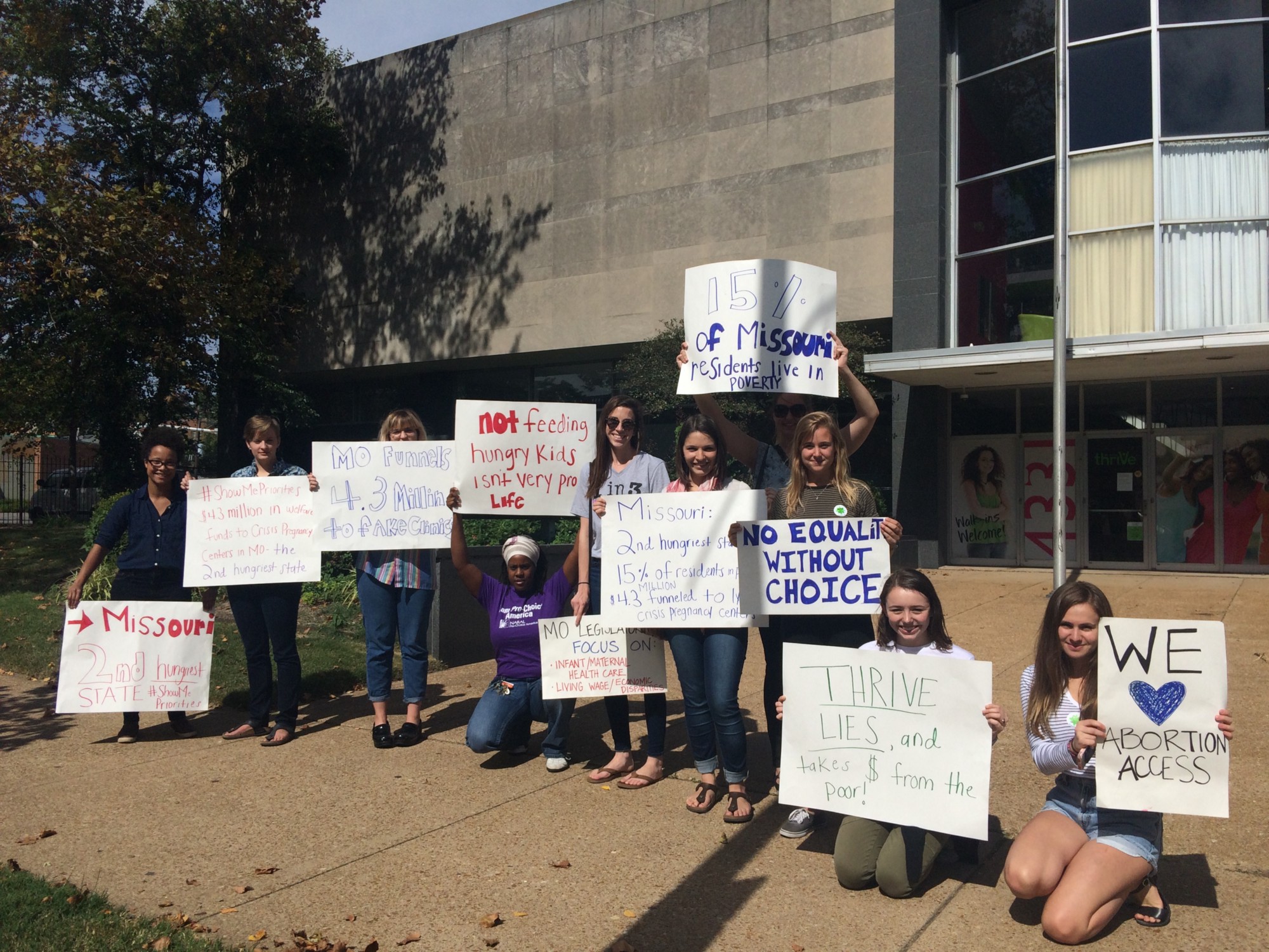Missourians protest public funding of Crisis Pregnancy Centers in October 2016. CREDIT: NARAL Pro-Choice Missouri