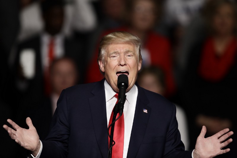 President-elect Donald Trump speaks during a rally at the Giant Center, Thursday, Dec. 15, 2016, in Hershey, Pa. CREDIT: AP Photo/Matt Rourke