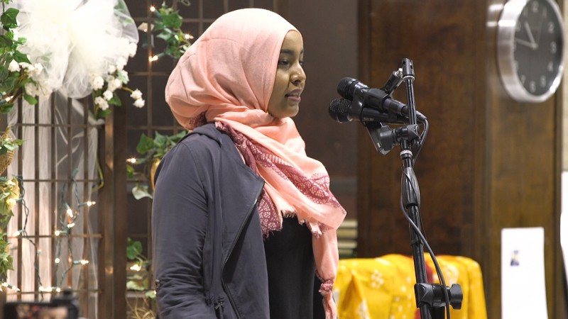 “Spoken word to me is a political outlet,” said Hanan Seid. “I decided to fight those battles on stage. With the limelight, with everything.” CREDIT: Victoria Fleischer/ThinkProgress