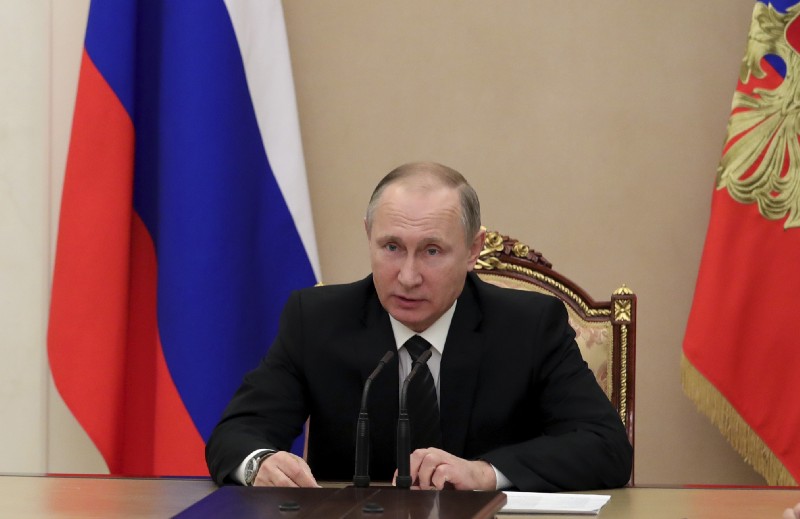 Russian President Vladimir Putin holds a Security Council meeting in Moscow, Russia, Wednesday, Dec. 28, 2016. CREDIT: Mikhail Klimentyev/Sputnik, Kremlin Pool Photo via AP