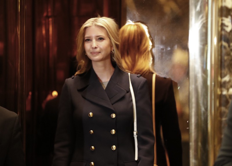 Ivanka Trump, daughter of President-elect Donald Trump, looks out of an elevator as she arrives as at Trump Tower, Monday, Nov. 21, 2016 in New York. CREDIT: AP Photo/Carolyn Kaster
