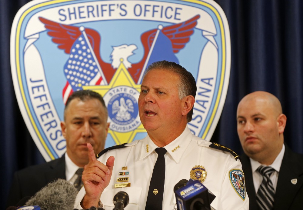 Jefferson Parish Sheriff Newell Normand speaks at a press conference in Gretna, La., Tuesday, Dec. 6, 2016, where he announced the arrest of Ronald Gasser, in connection with the road rage shooting of former NFL player Joe McKnight. Gasser was arrested late Monday, Dec. 5, 2016, jailed on a charge of manslaughter. CREDIT: AP Photo/Gerald Herbert
