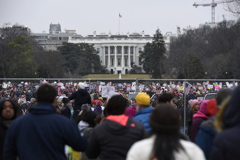 Demonstrators attend the Women’s March on Washington near the White House on Saturday, Jan. 21, 2017 in Washington. AP Photo/Sait Serkan