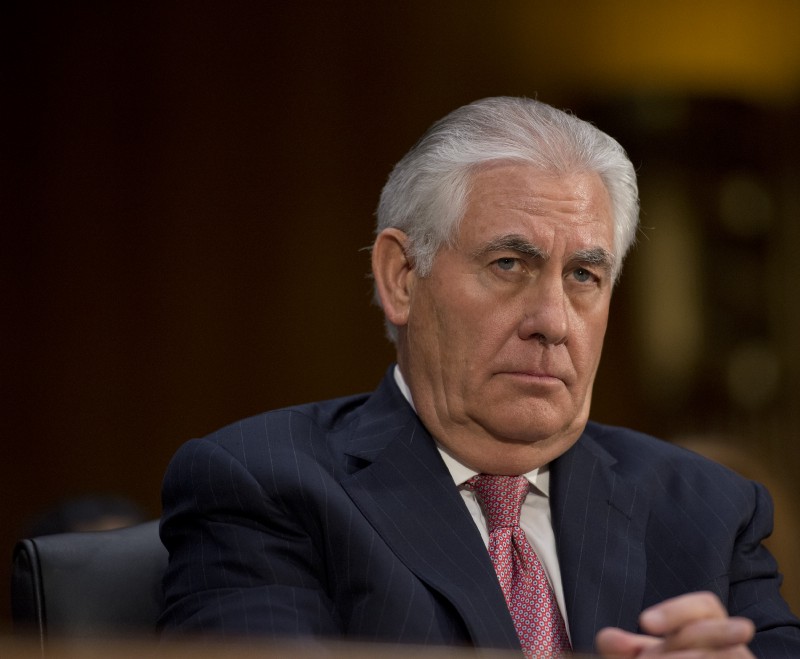 Rex Tillerson testifies on Capitol Hill at his confirmation hearing to become the Secretary of State. CREDIT: Patsy Lynch/MediaPunch/IPX
