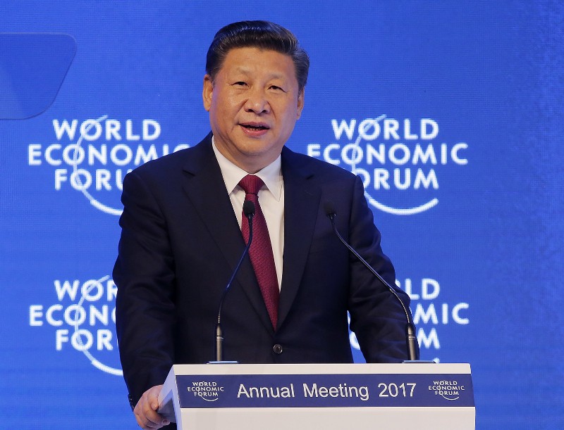 China’s President Xi Jinping speaks at the World Economic Forum in Davos, Switzerland, Tuesday, Jan. 17, 2017. CREDIT: AP Photo/Michel Euler