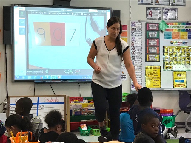 Courtney Marx talks teaches her second-grade students.