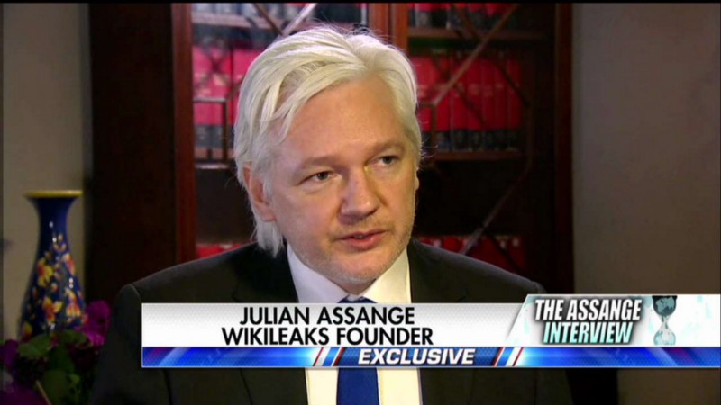 Assange appeared on Sean Hannity’s Fox News show Tuesday night, and Trump was watching. CREDIT: Fox News screengrab