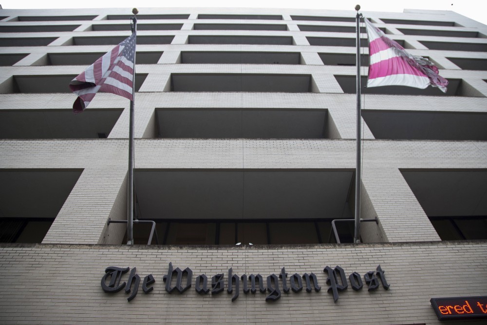 Facade of the Washington Post’s former headquarters in Washington, D.C. CREDIT: AP Photo/Evan Vucci, File