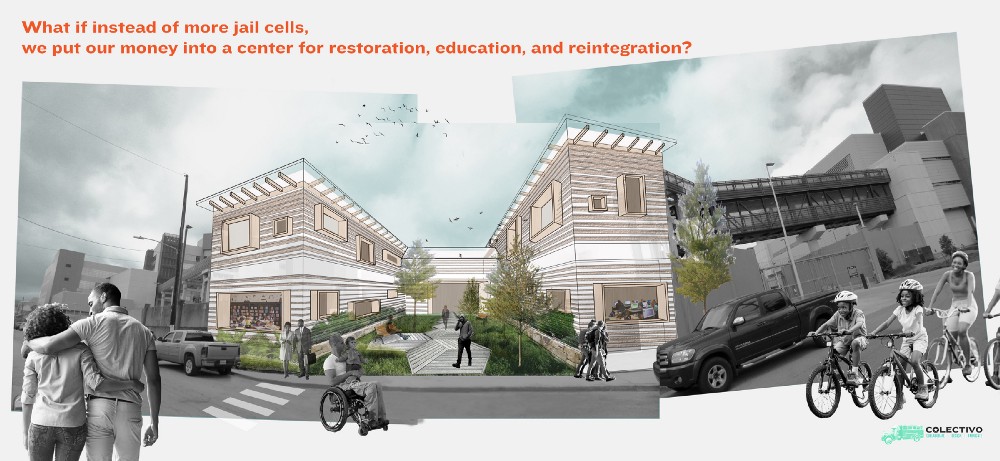 An architectural rendering of a community center in the jail complex. CREDIT: OPPRC