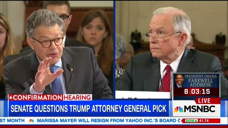 Sen. Al Franken (D-MN) grills Attorney General nominee Jeff Sessions CREDIT: MSNBC