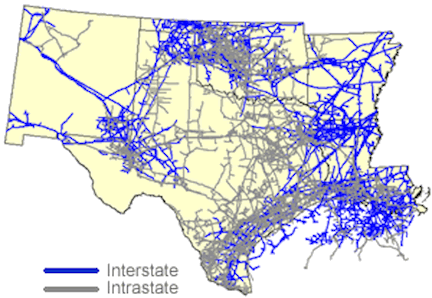The Big Bend region of Texas is absent of natural gas pipelines. CREDIT: Energy Information Administration