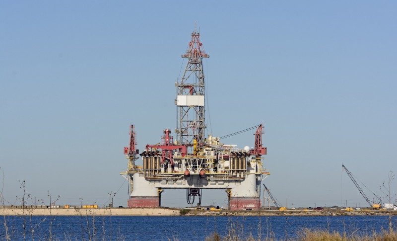 An offshore oil rig, onshore. CREDIT: iStock/Wildnerdpix