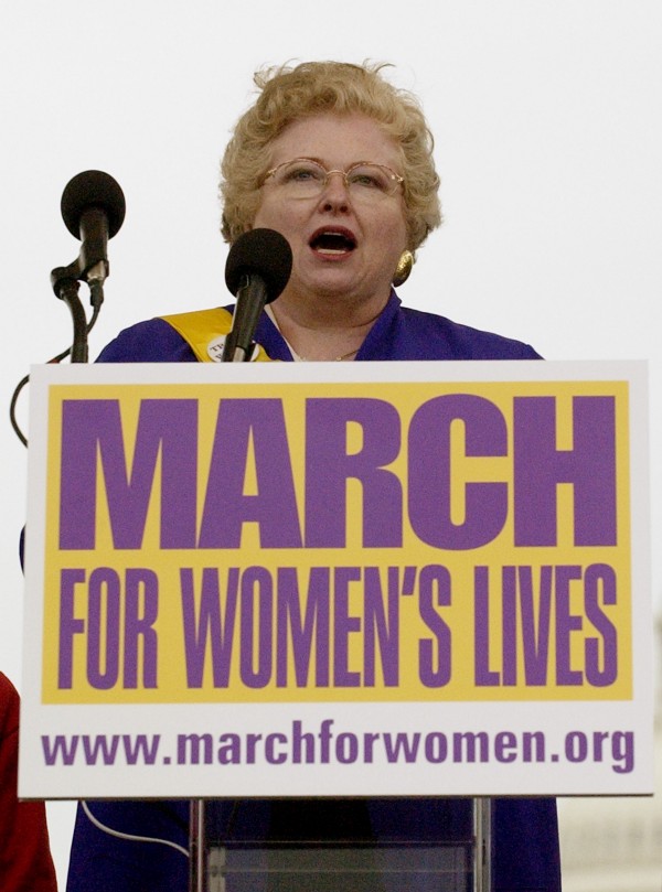Left: Norma McCorvey, the plaintiff in Roe v. Wade, joins other anti-abortion demonstrators inside House Speaker Nancy Pelosi’s office on Capitol Hill in Washington, Tuesday, July 28, 2009. (CREDIT: AP Photo/Manuel Balce Cenet) Right: Sarah Weddington, the lawyer who successfully argued Roe v. Wade, speaks during a rally in Washington, Sunday, April 25, 2004, as tens of thousands of women gathered for an abortion-rights rally and march. (CREDIT: AP Photo/Gerald Herbert)