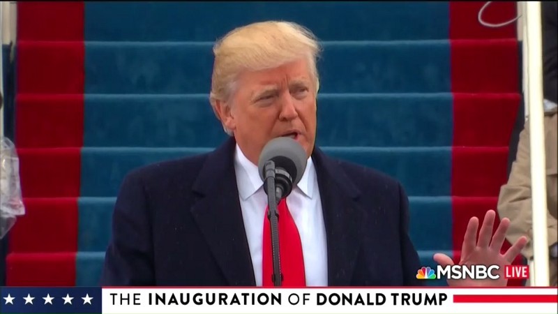 Donald Trump giving his January 20, 2017 inaugural address CREDIT: MSNBC