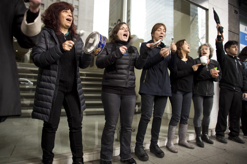 Women staging a one-hour strike in Argentina in October. CREDIT: AP Photo/Victor R. Caivano