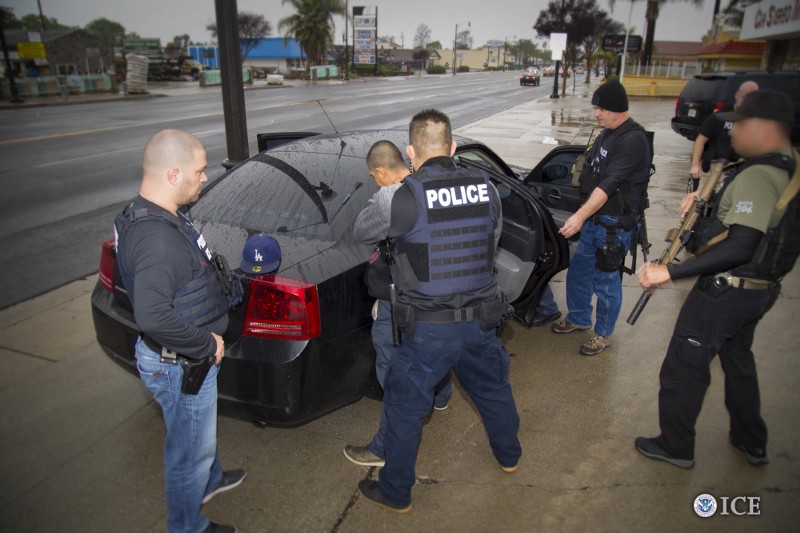 An immigrant arrested in Los Angeles, California during a targeted enforcement operation conducted by U.S. Immigration and Customs Enforcement (ICE). CREDIT: Ron Rogers/U.S. Immigration and Customs Enforcement (ICE)