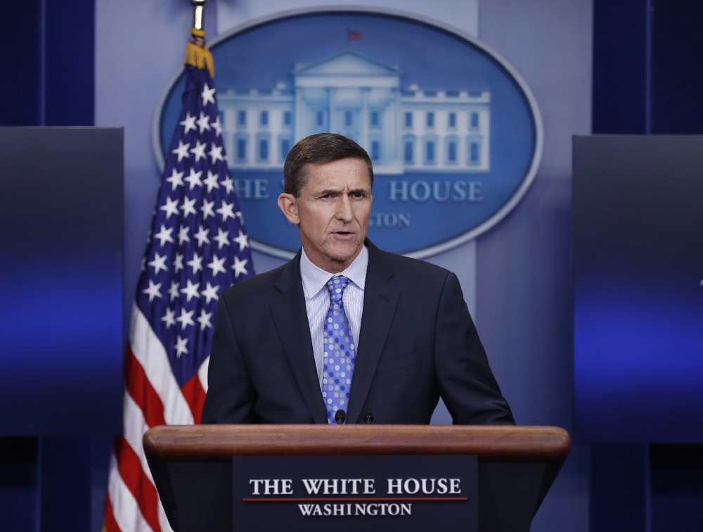 National Security Adviser Michael Flynn speaks during the daily news briefing at the White House on Wednesday. Flynn said the administration is putting Iran “on notice” after it tested a ballistic missile. CREDIT: AP Photo/Carolyn Kaster