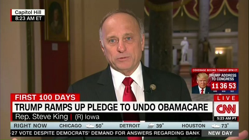 Rep. Steve King (R-IA) wants to ensure that no part of Obamacare is “left behind.” CREDIT: CNN