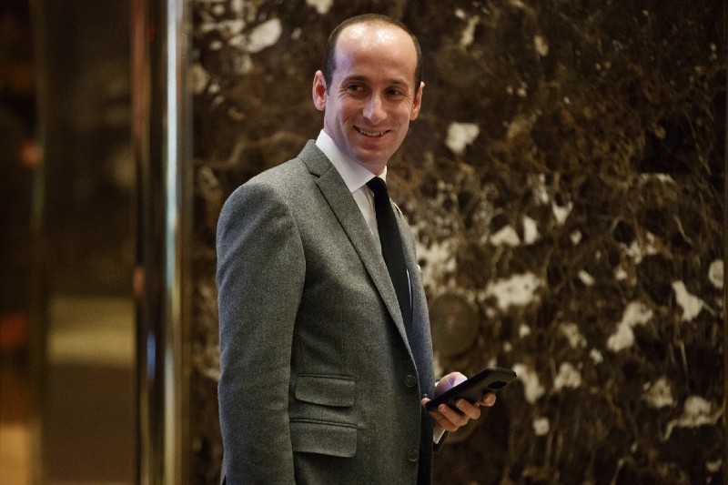 Stephen Miller, policy adviser to President-elect Donald Trump arrives at Trump Tower in New York, Monday, Jan. 9, 2017. CREDIT: AP Photo/Evan Vucci