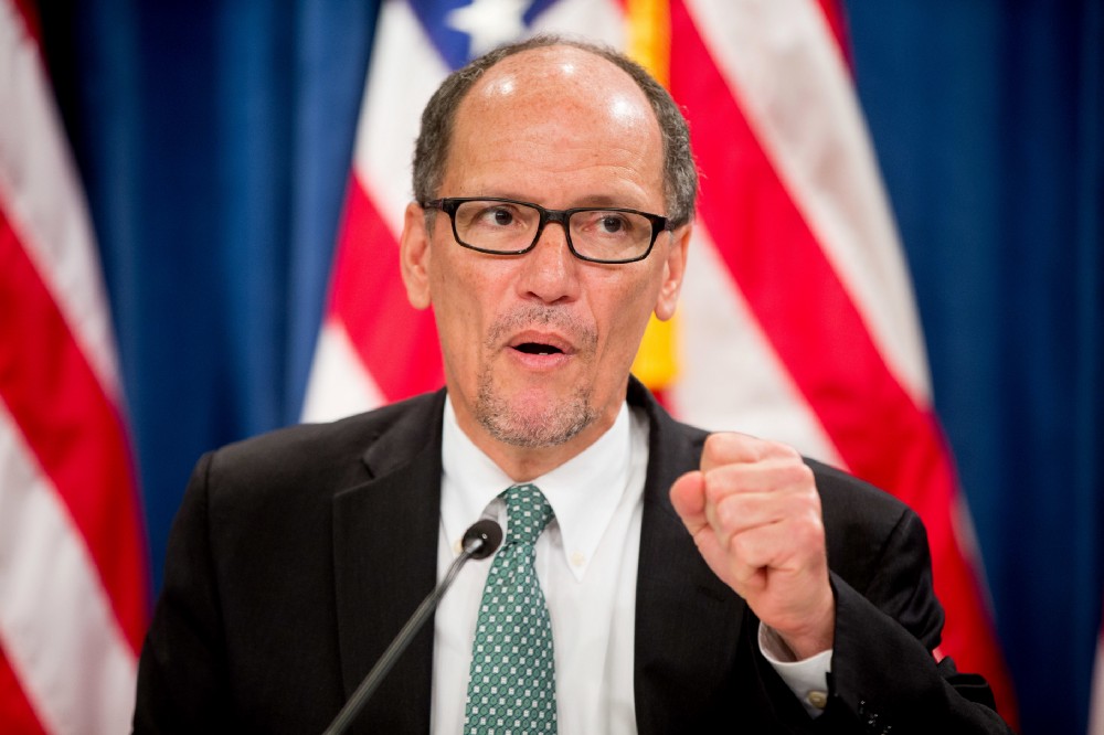 Labor Secretary Thomas Perez speaks at a news conference at the Treasury Department in Washington, Wednesday, June 22, 2016. CREDIT: AP Photo/Andrew Harnik