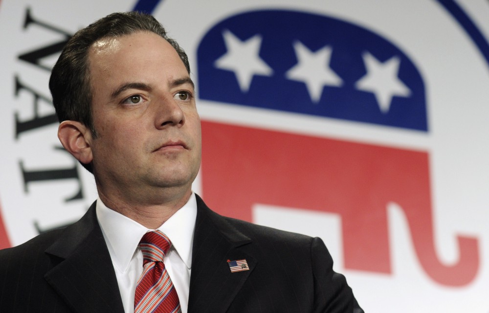 In this Jan. 24, 2014 file photo, Republican National Committee Chairman Reince Priebus is seen at the RNC winter meeting in Washington. CREDIT: AP Photo/Susan Walsh, File