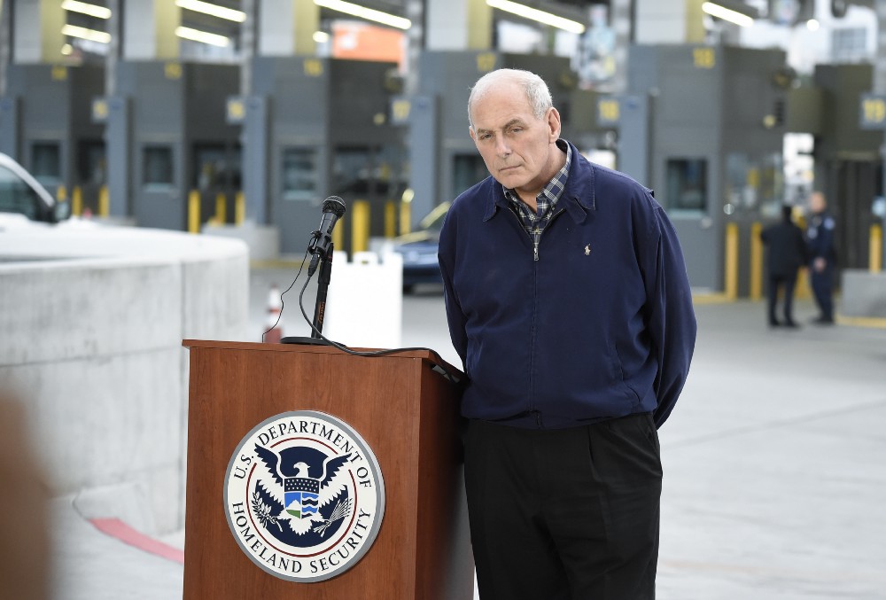Secretary of Homeland Security John Kelly is author of a document obtained by the AP that outlines plans to use the National Guard as a deportation force. CREDIT: AP Photo/Denis Poroy