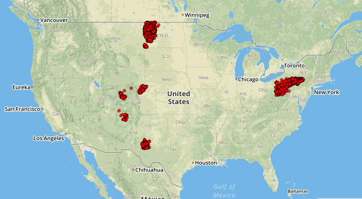 An interactive graphic shows where spills were found in the analysis. CREDIT: Science for Nature and People Partnership