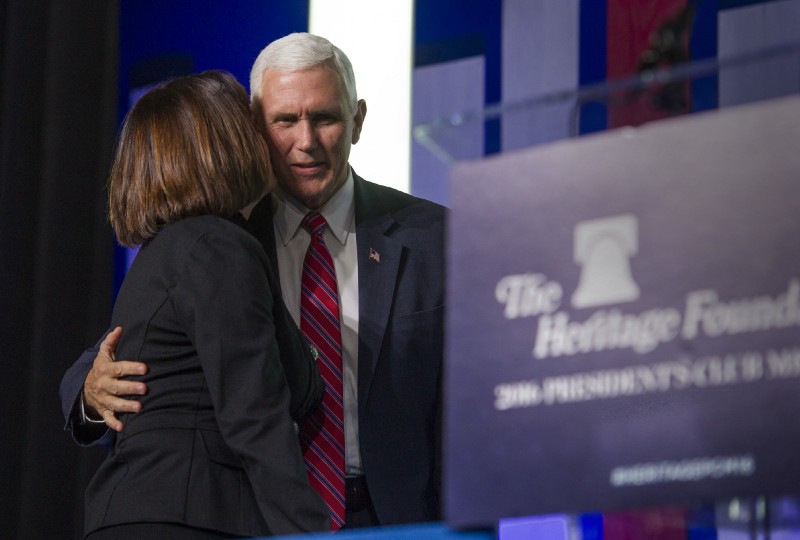 Vice President Mike Pence speaking at the Heritage Foundation’s President’s Club Meeting in December. CREDIT: AP Photo/Cliff Owen