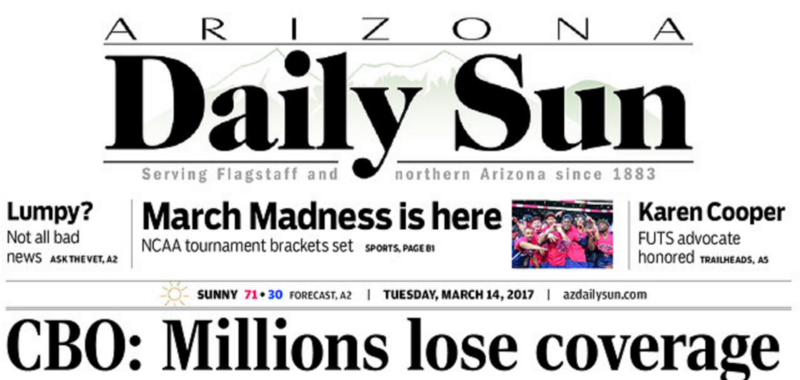 Front page screenshot, CREDIT: Arizona Daily Sun