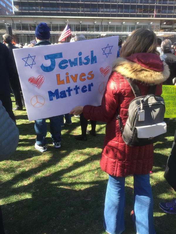 Signs at Stand Against Hate in Philadelphia, Pa., on March 2, 2017. CREDIT: Jessica Goldstein