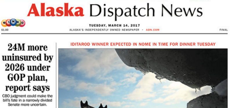 Front page screenshot, CREDIT: Alaska Dispatch News