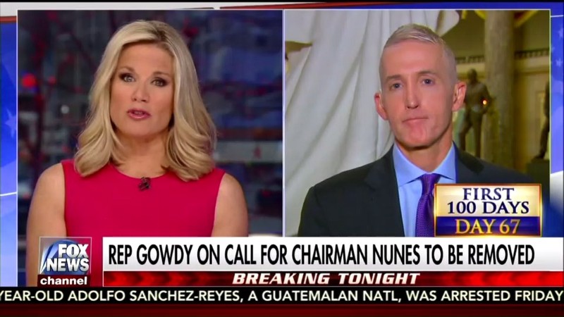 Rep. Trey Gowdy (R-SC) defended his chairman on Monday CREDIT: Fox News