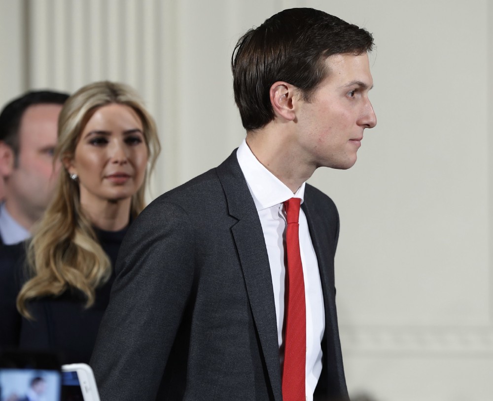 Senior adviser Jared Kushner and his wife Ivanka Trump arrive for news conference with President Donald Trump and German Chancellor Angela Merkel in the East Room of the White House on March 17. CREDIT: AP Photo/Pablo Martinez Monsivais