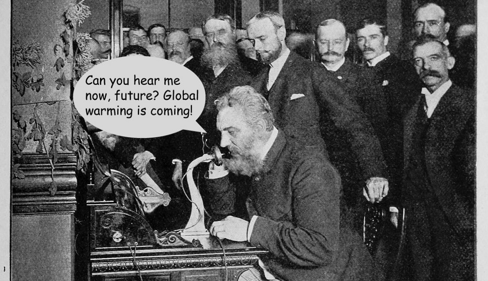 Alexander Graham Bell at the opening of the long-distance line from New York to Chicago. CREDIT: Library of Congress, text by Patrick Smith, ThinkProgress