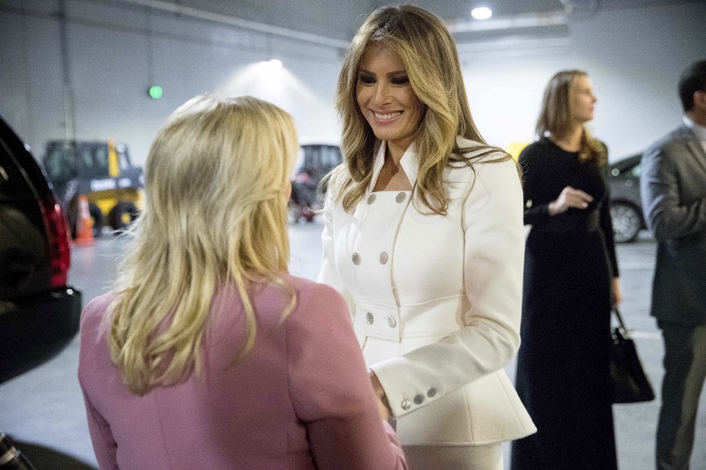 First lady Melania Trump says goodbye to Sara Netanyahu, wife of Israeli Prime Minister Benjamin Netanyahu, after touring the Smithsonian’s National Museum of African American History and Culture in Washington, Wednesday, Feb. 15, 2017. CREDIT: AP Photo/Andrew Harnik