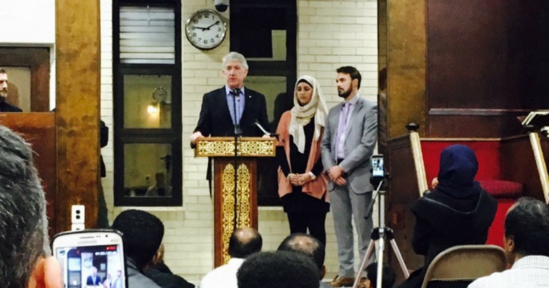 Virginia Attorney General Mark Herring speaks at the Dar al-Hijrah mosque in Falls Church, VA on Friday, March 17, 2017. CREDIT: Esther Yu Hsi Lee