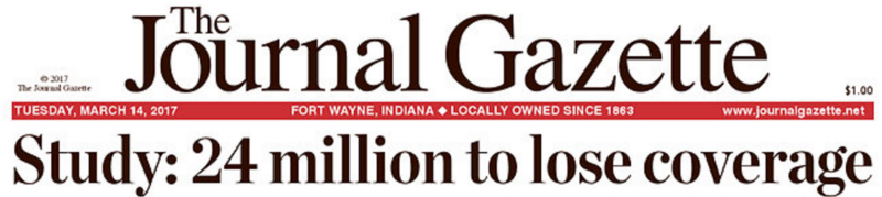 Front page screenshot, CREDIT: The Journal Gazette, Ft. Wayne, IN