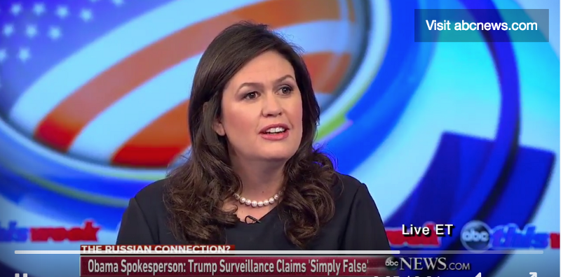 Sarah Huckabee Sanders appeared on ABC’s This Week on Sunday. CREDIT: Screenshot/ABC’s This Week