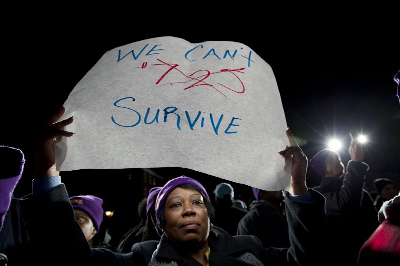 Darlene Handy of Baltimore at a rally in 2014. CREDIT: AP Photo/Jose Luis MaganaF