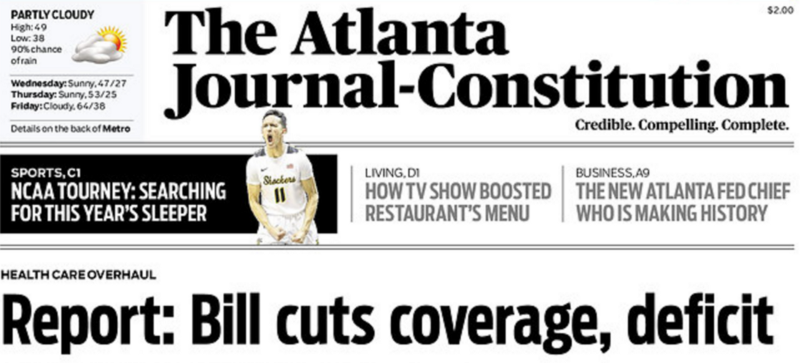 Front page screenshot, CREDIT: Atlanta Journal-Constitution, GA