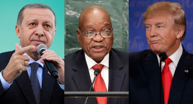 Turkey President Recep Tayyip, South Africa President Jacob Zuma, and President Donald Trump. CREDIT: AP Photo/Adam Peck