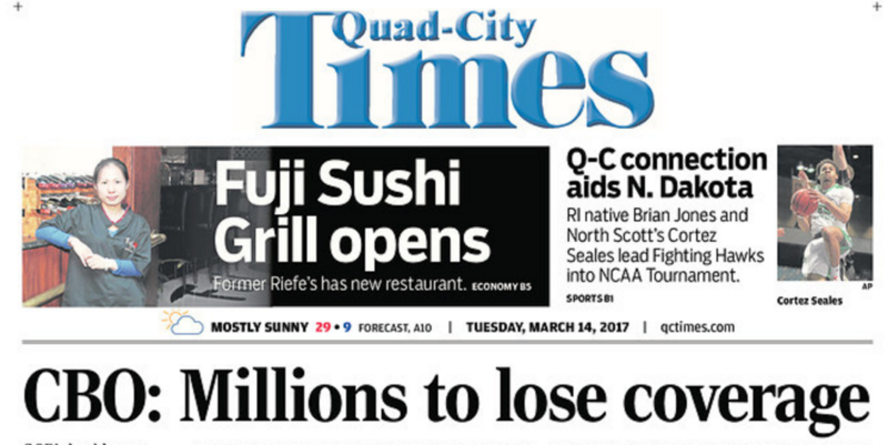 Front page screenshot, CREDIT: Iowa’s Quad-City Times