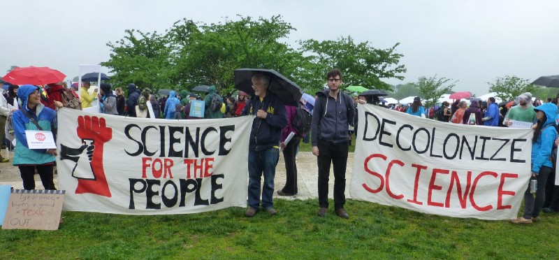 Participants call for greater inclusion of the public in scientific work at the March for Science in Washington on April 22, 2017. CREDIT: ThinkProgress/Mark Hand.