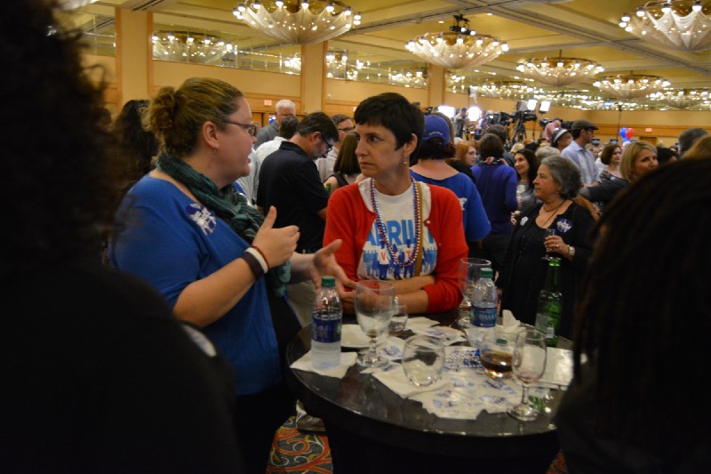 Supporters watch the results at Ossoff’s Election Day party. CREDIT: Kira Lerner
