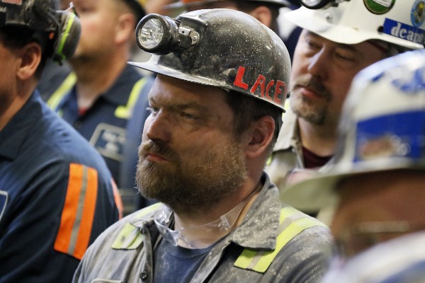 A group of coal miners listen to Pruitt on Thursday. CREDIT: AP Photo/Gene J. Puskar