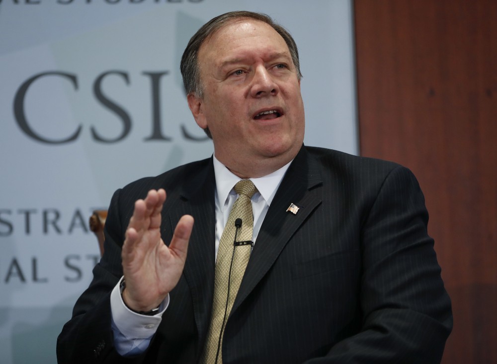 CIA Director Mike Pompeo answers questions at the Center for Strategic and International Studies on April 13. Pompeo denounced WikiLeaks, calling the anti-secrecy group a “hostile intelligence agency.” CREDIT: AP Photo/Pablo Martinez Monsivais