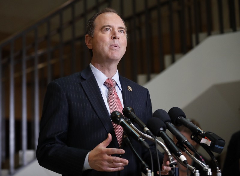 The House Intelligence Committee’s ranking member Rep. Adam Schiff, D-Calif. speaks to reporters on Capitol Hill in Washington, Thursday, April 8, 2017. CREDIT: AP Photo/Pablo Martinez Monsivais