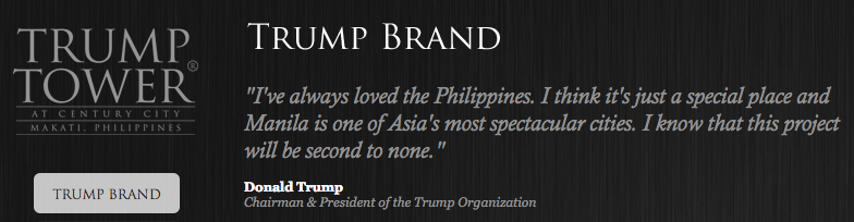 Screenshot from trumptowerphilippines.com via archive.org (November 10, 2016)