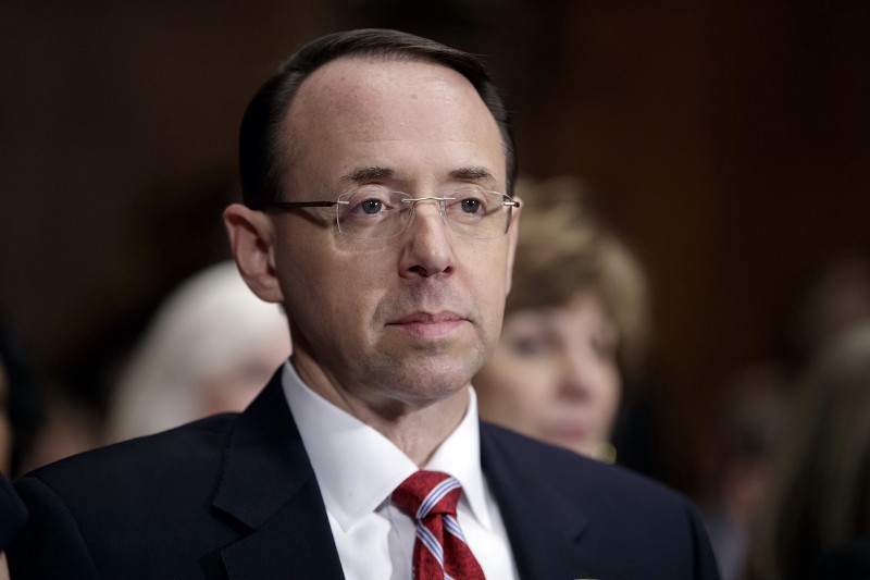 In this March 7, 2017, file photo, then-Deputy Attorney General-designate Rod Rosenstein, listens on Capitol Hill in Washington, during his confirmation hearing before the Senate Judiciary Committee. CREDIT: AP/J. Scott Applewhite
